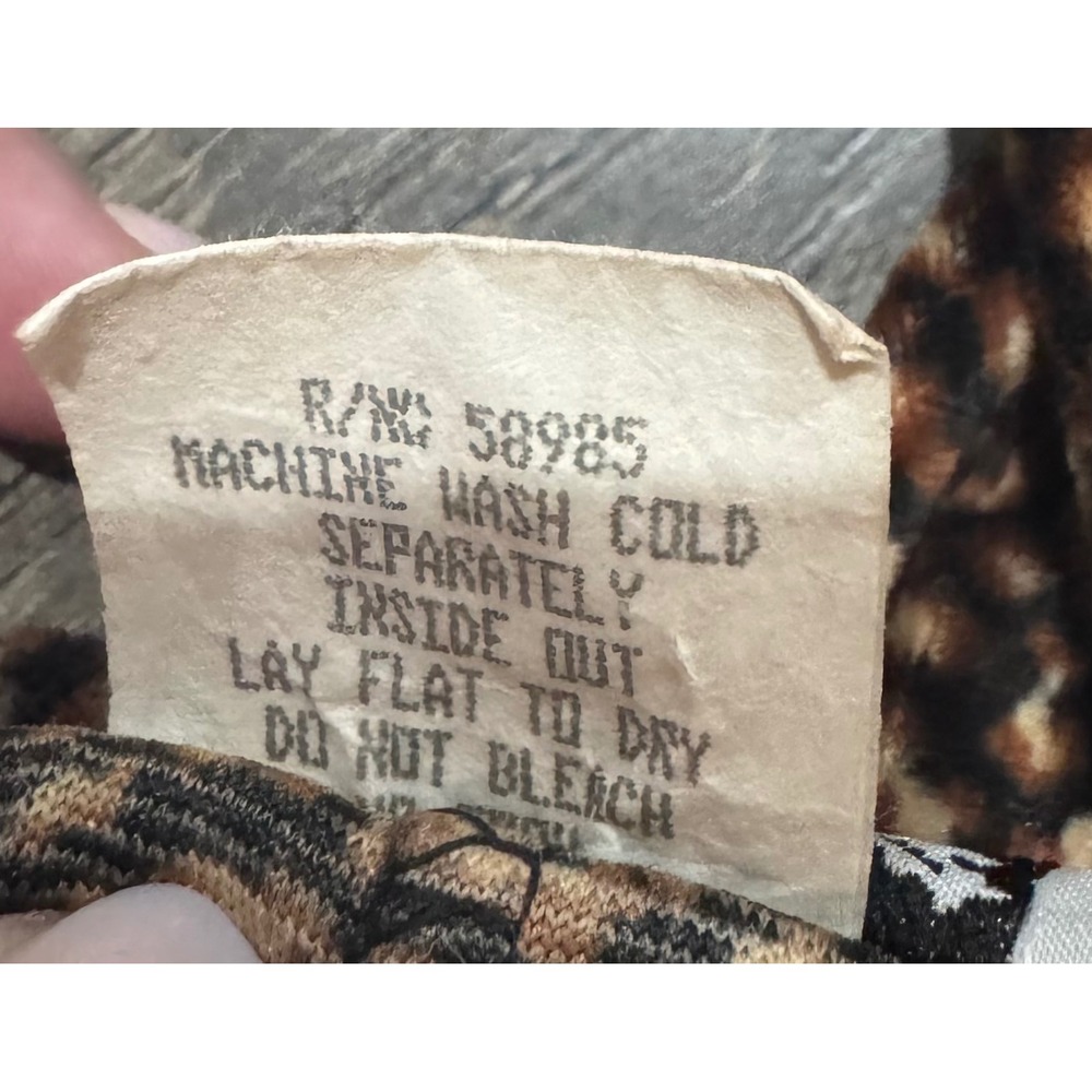 Vintage Dressing Clio Brown Print Long Sleeve Square Neck Dress‎ Medium - Picture 11 of 11